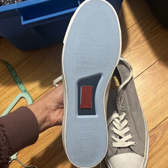 Converse Jack Purcell Smile Canvas Low Top Sneaker Men’s 12 Women’s 13, 5 Gray - Picture 3 of 5